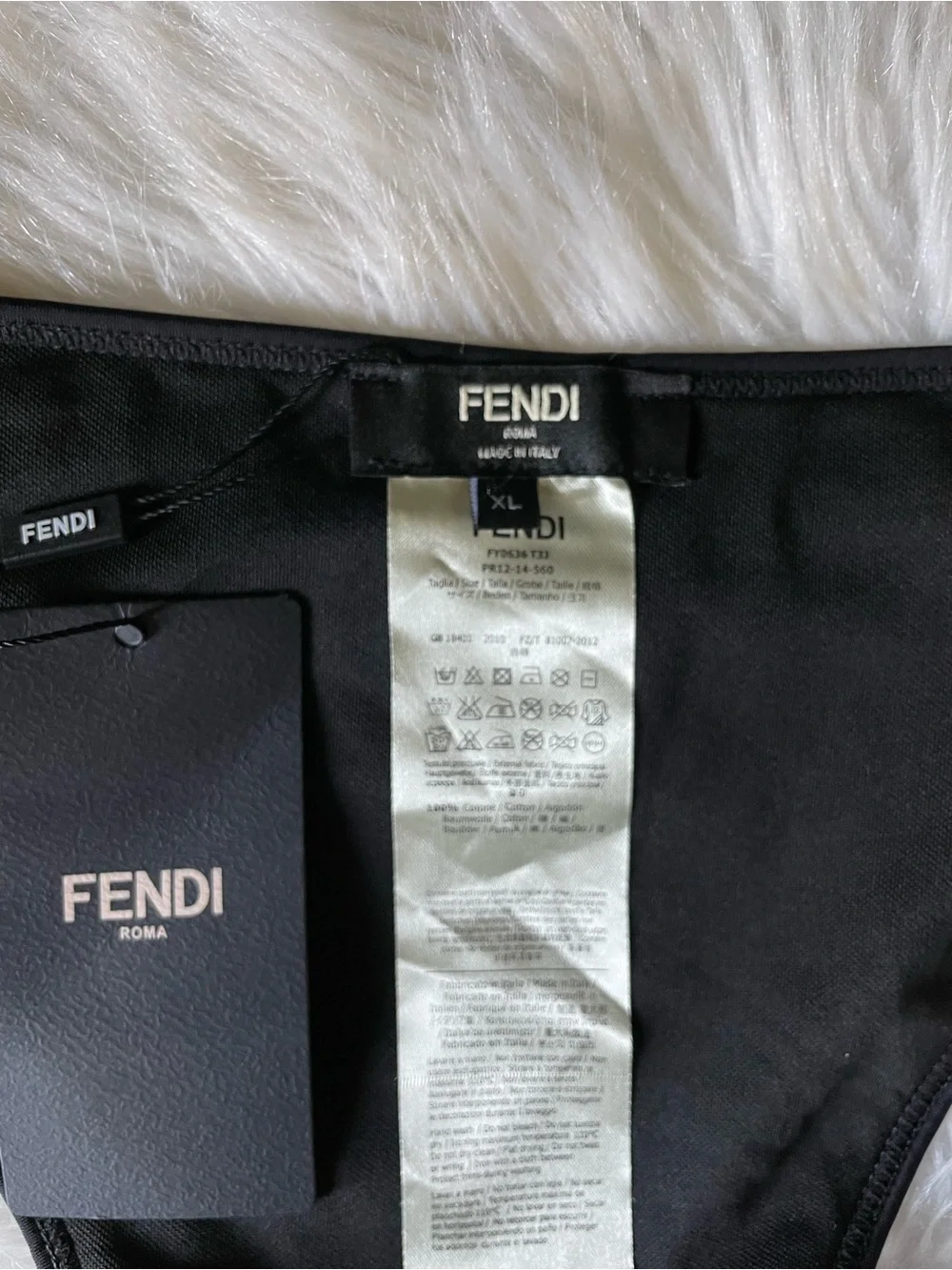 Fendi Brown FF Logo Triangle Bikini with Black Trim